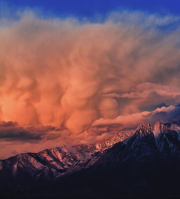 Landscape Photograph - Winter Storm Over Mount Olympus - Vertical by Abbie Warnock
