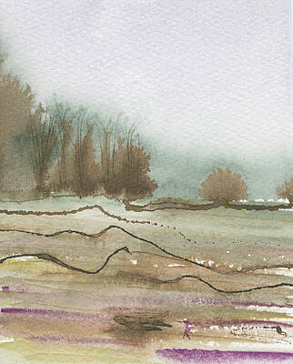 Watercolor Painting - Winter Study South Carolina Field Series by Elizabeth Reich