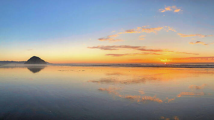 Wall Art featuring the photograph Winter Sunset At Morro Rock by Matthew DeGrushe