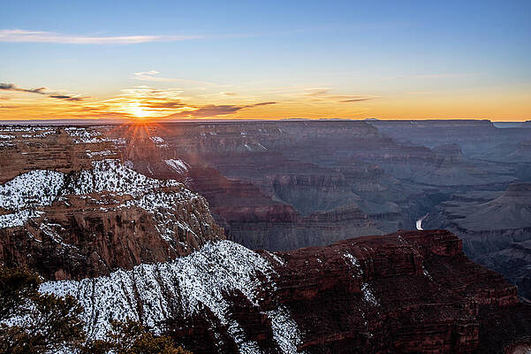 Cloud Wall Art featuring the photograph Winter Sunset At The Grand Canyon by Ed Clark