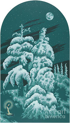 Landscape Wall Art featuring the painting Winter Tree From Triptych For Rivera Funeral Home by William Hart McNichols