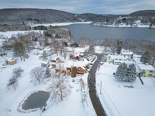 Winter Wall Art featuring the photograph Winter View Over Lake Waramaug And Hopkins Vineyard by Dave King