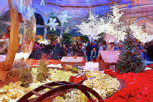 Winter Wall Art featuring the mixed media Winter-Wonderland, Bellagio,Las Vegas by Tatiana Travelways