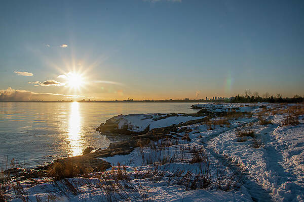 Sunset Photograph - Wintery Sam Smith Park In Toronto During Sunset by John Twynam