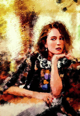 Woman in Thoughtful Pose Digital Art