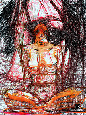 Drawing - Woman Sketch Look Inside by Rafael Salazar