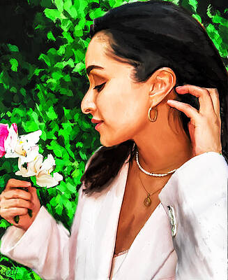 Woman Digital Art - Woman With An Earring by Gradify Creations