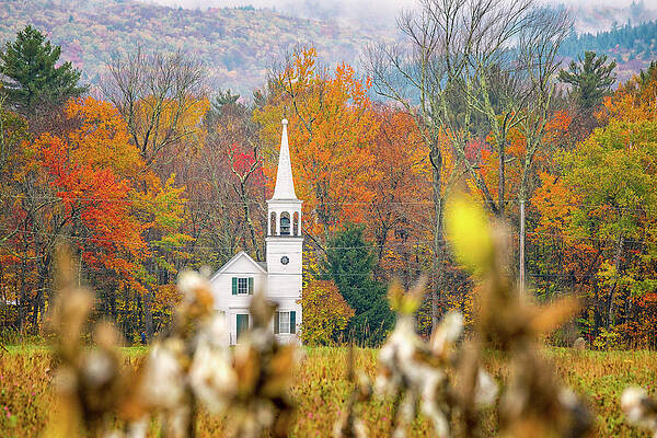 Wall Art featuring the photograph Wonalancet Union Church, Autumn by Jeff Sinon