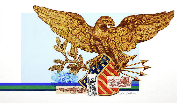 United States Wall Art featuring the painting Wood Carving Of The American Eagle National Emblem by Chris Calle