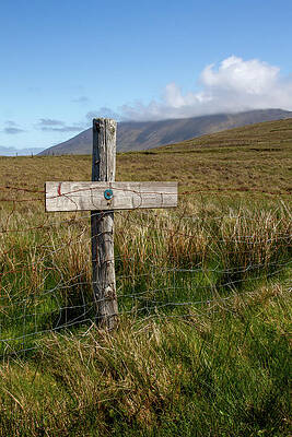 Landscape Photograph - Wooden Cross Effect Fence by Mark Callanan