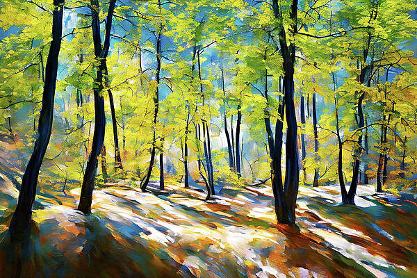 Wall Art featuring the digital art Woodlands In Spring by Ursula Abresch
