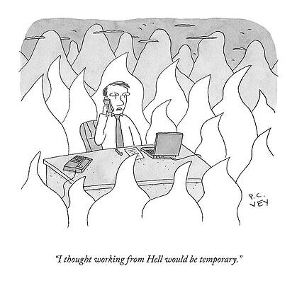 Remote Wall Art featuring the drawing Working From Hell by Peter C Vey