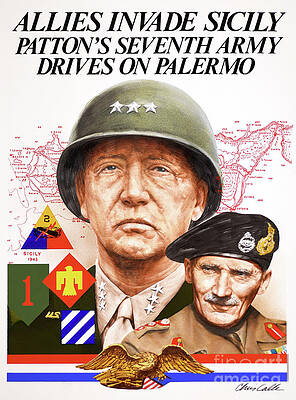Wall Art featuring the painting World War II - Allies Invade Silicy - Patton And Montgomery by Chris Calle