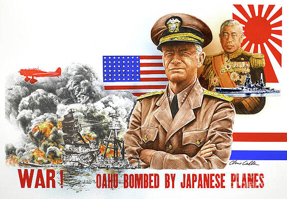 Wall Art featuring the painting World War II - Bombing Of Pearl Harbor by Chris Calle