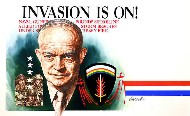 President Painting - World War II - D-Day - General Eisenhower by Chris Calle