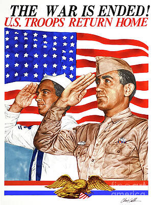 Wall Art featuring the painting World War II - War Ends, Veterans Return Home by Chris Calle