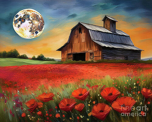 Vintage Wall Art featuring the ai art Worm Moon by Macro Abundance