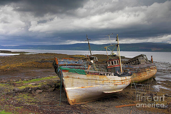 Dramatic Photograph - Wrecked Fishing Boats, Isle Of Mull, Inner Hebrides, Scotland by Neale And Judith Clark