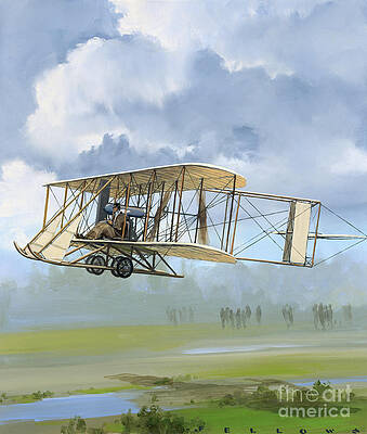 Airplane Wall Art featuring the painting Wright Model B Flyer by Jack Fellows