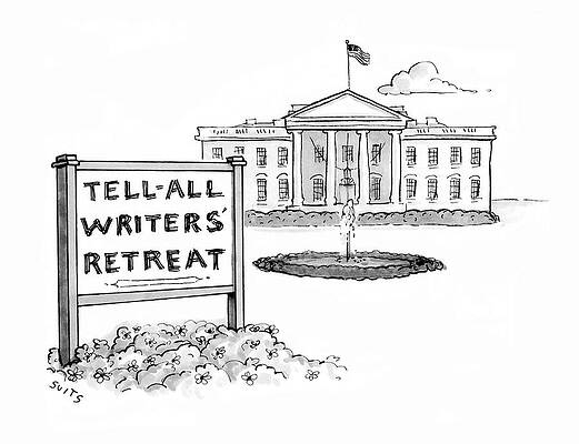 Tell-All Writers' Retreat Cartoon Drawing