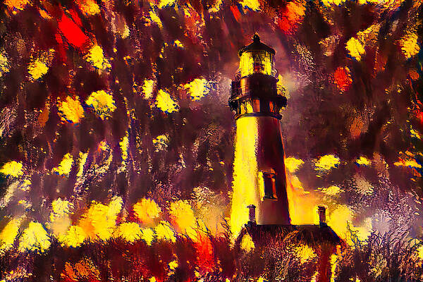 Butterfly Photograph - Yaquina Head Lighthouse With Butterfly Texture by Bruce Block