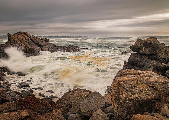 Moody Wall Art featuring the photograph Yaquina Sea Foam by Mike Lee