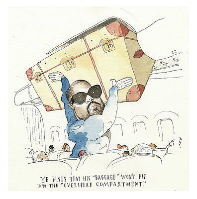 Flying Painting - Ye In Economy Class by Barry Blitt