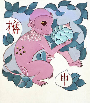 Wall Art featuring the painting Year Of The Monkey by Zu Tianli