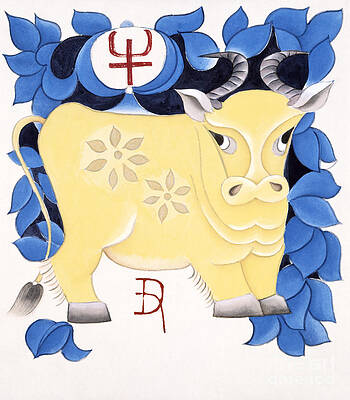 Wall Art featuring the painting Year Of The Ox by Zu Tianli