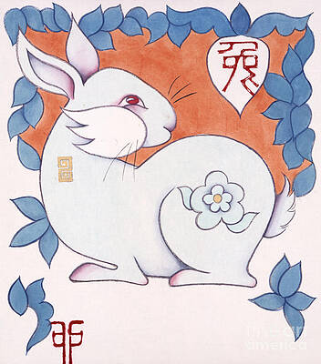 Wall Art featuring the painting Year Of The Rabbit by Zu Tianli
