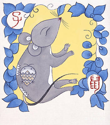 Wall Art featuring the painting Year Of The Rat by Zu Tianli