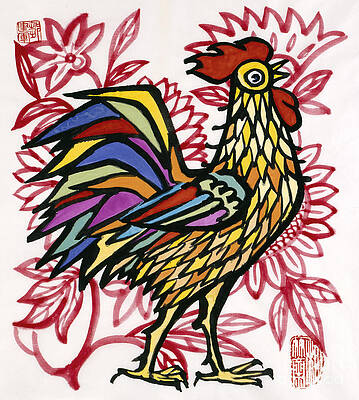 Wall Art featuring the painting Year Of The Rooster by Zou Jianjun