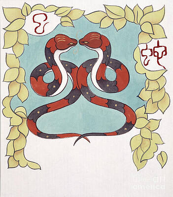 Wall Art featuring the painting Year Of The Snake by Zu Tianli