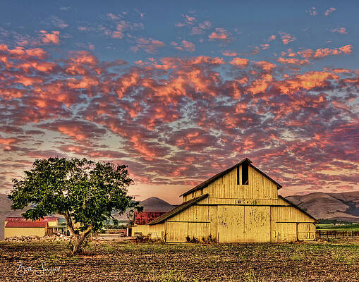 Sky Photograph - Yellow Barn by Beth Sargent