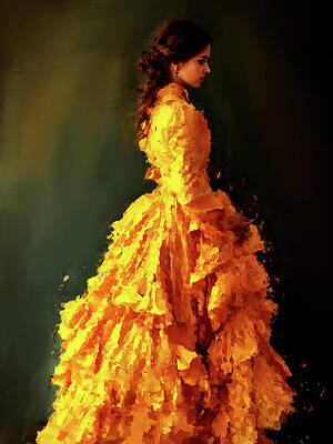 Woman Digital Art - Yellow Beauty by Gradify Creations