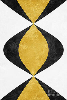 Geometric Gold and Black Pattern Digital Art