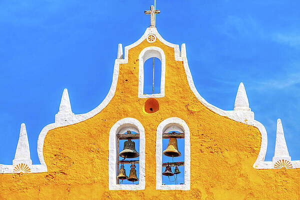 Mexico Wall Art featuring the photograph Yellow Church Bells - Izamal, Mexico by Tatiana Travelways