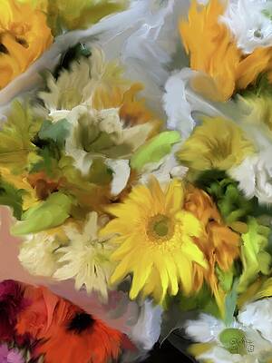 Flower Wall Art featuring the painting Yellow Daisy - Cheerful Floral Wall Art by Sonja Kraft