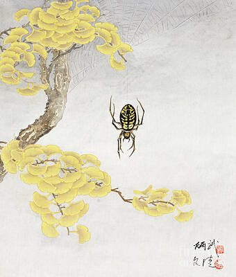 Garden Painting - Yellow Garden Spider by Yan Bingwu and Yang Wenqing