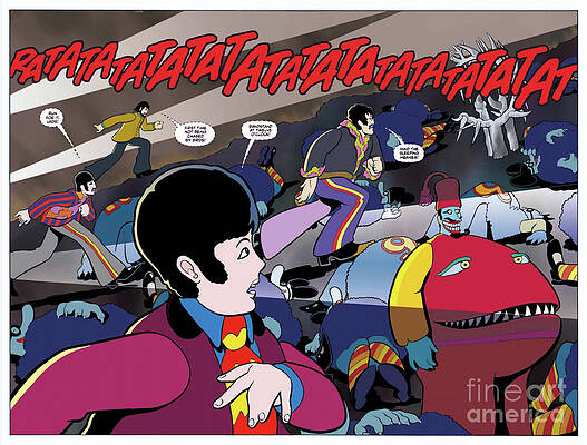 Paul Mccartney Wall Art featuring the digital art Yellow Submarine - RATATATATA by Antonios Valamontes