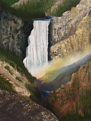 Tree Painting - Yellowstone Falls by Marlene Little