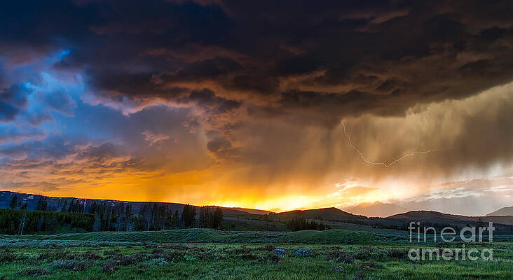 Landscape Digital Art - Yellowstone National Park Storm by Antonios Valamontes