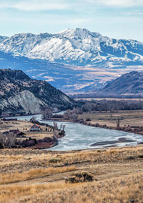 Mountain River View with Snowy Peaks Wall Art