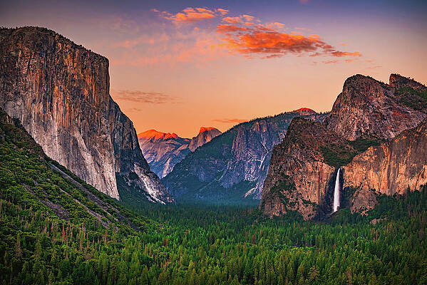 Landscape Photograph - Yosemite Valley Orange Sunset - California by Abbie Warnock