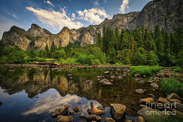 Cloud Photograph - Yosemite Valley View Reflections by Abigail Diane Photography