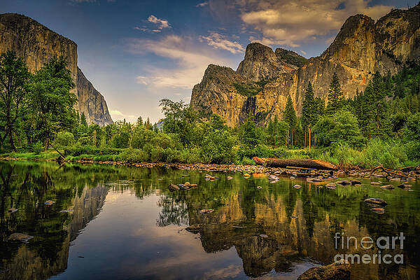 Cloud Photograph - Yosemite Valley View Reflections, Yosemite National Park by Abigail Diane Photography