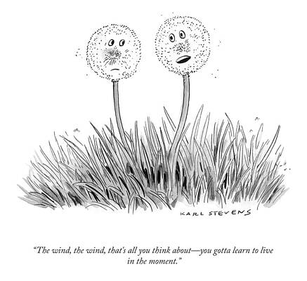 Dandelions in Conversation Drawing
