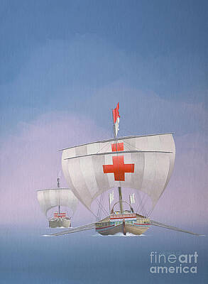 Boat Wall Art featuring the painting Yugoslavia Sailing Ships by Keith Reynolds