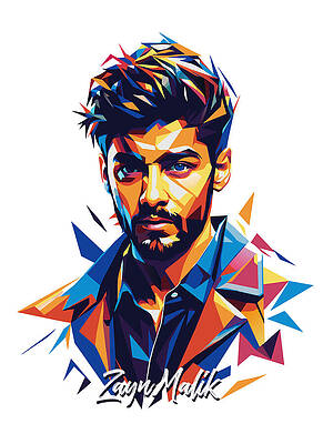 Vibrant Wall Art featuring the digital art Zayn Malik #1 In WPAP Pop Art by Vector Artnesia
