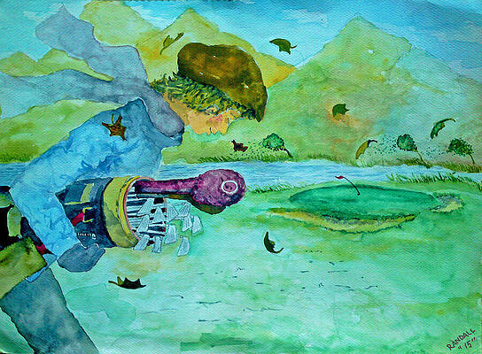 Golf Wall Art featuring the painting Zen Boy Junior by Randall Coleman